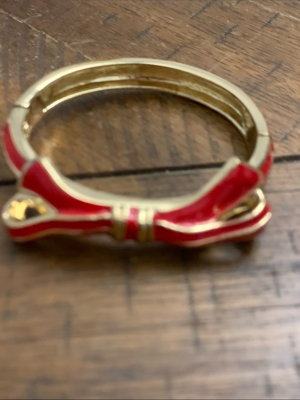 Gold-Tone Red Enamel Bow bracelet- Women Jewelry
